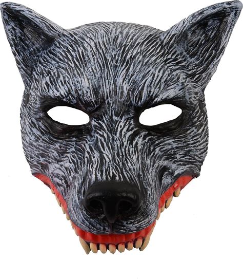 Amazon.com: HOTTERCOS Halloween Wolf Mask Half Face Werewolf PU Foam ...