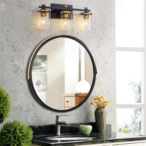 Buy 3 Light Bathroom Vanity Light Fixtures, Modern Black and Gold ...