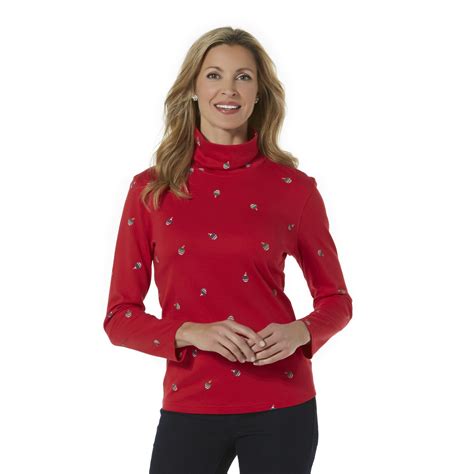 Holiday Editions Women's Christmas Turtleneck Top - Ornaments