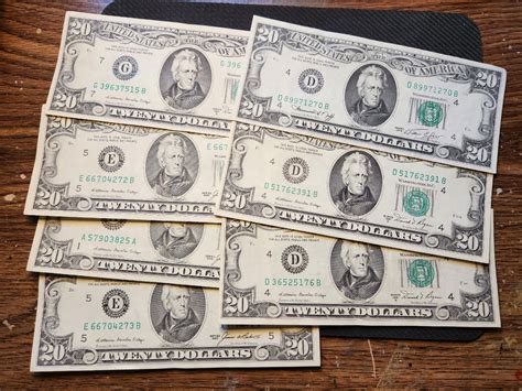 Lot Of 7 High Grade 1974 1981 1985 20 Dollar Bills | eBay