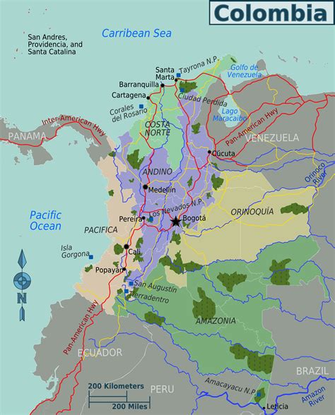Colombia Regions Map - MapSof.net