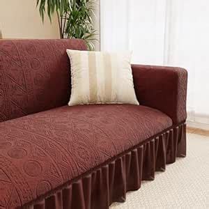 Lukzer 5 Seater Jacquard Sofa Cover with 360° Frill Skirt - Pastel Deep ...