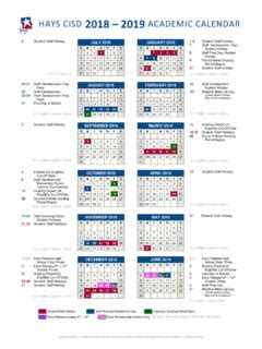 HAYS CISD 2018 2019 ACADEMIC CALENDAR / hays-cisd-2018-2019-academic ...