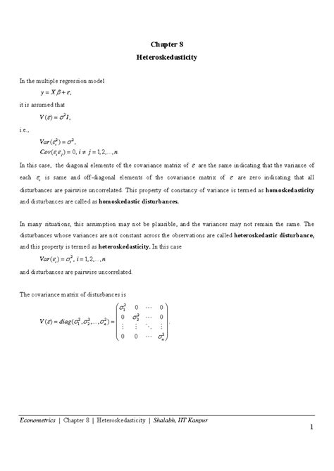 Chapter 8-Econometrics-Heteroskedasticity - Econometrics | Chapter 8 ...
