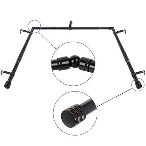 Black Bay Window Curtain Rods, HOTOZON 1 Inch Heavy Duty Curtain Rods ...