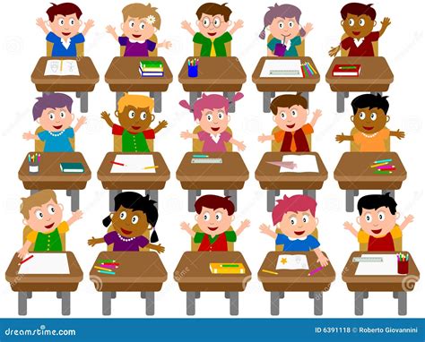 Students In Classroom. Student Behaviour, Pupils Sitting At Desks On Lesson. School College ...