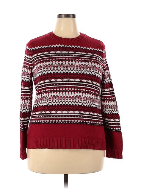 Croft & Barrow Color Block Red Burgundy Pullover Sweater Size XL - 50% ...