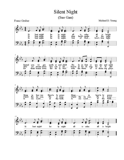 Silent Night Printable Sheet Music - Printable Templates
