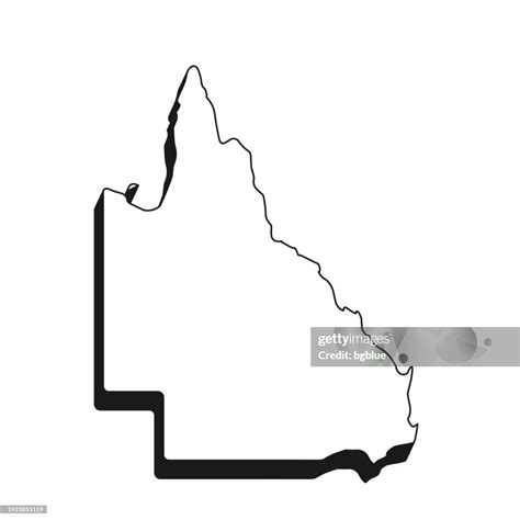Queensland Map With Black Outline And Shadow On White Background High-Res Vector Graphic - Getty ...