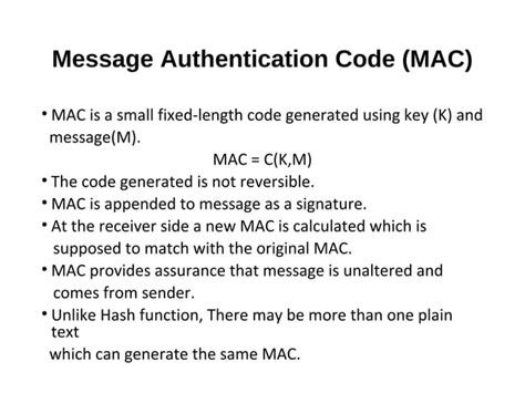 Image result for Examples of a Message Authentication Code