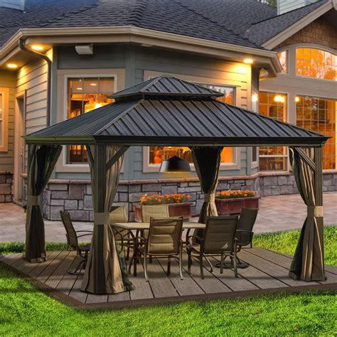Domi Outdoor Living 12’ X 12’ Hardtop Gazebo Outdoor Aluminum Gazebo ...