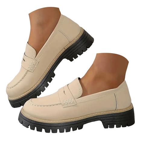 Mepaouo Platform Loafers for Women Penny Loafers Shoes Slip on Comfort ...