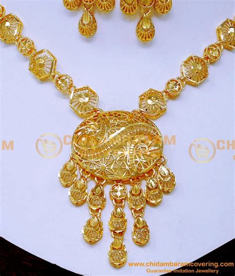Buy Real Gold Look Dubai Jewellery Designs Necklace Set