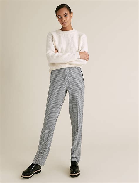 Buy Straight Leg Checked Trousers at Marks & Spencer