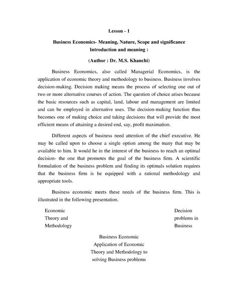 Bba-103 - Bba notes business economics - Lesson - 1 Business Economics ...