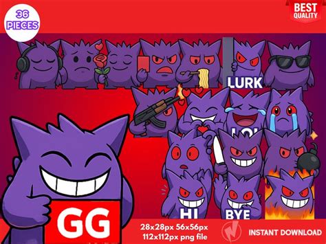 Gengar Twitch Emotes, Chibi Streamer Emote Pack, Cute Streaming Emotes ...