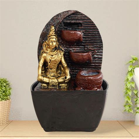 VIVARS Indoor Lord Ganesha Polyresin Water Fountain with LED Light for ...