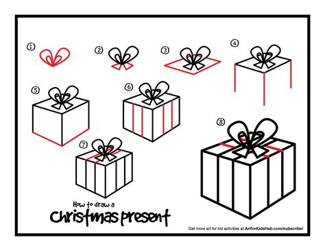 How to Draw a Christmas Present - Step by Step