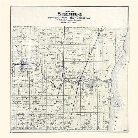 1889 Map of Suamico Township Brown County Wisconsin - Etsy