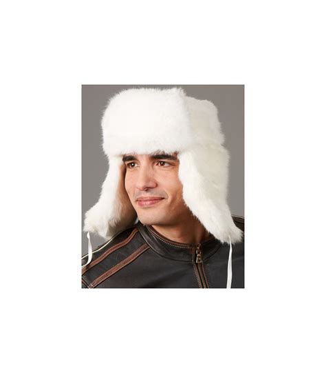 Men's rabbit fur trapper hat top