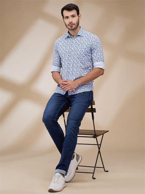 Parx Men Blue Slim Fit Printed Casual Shirt – MyRaymond