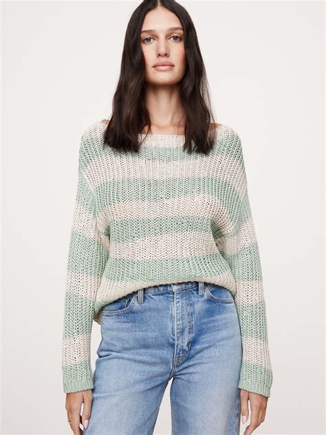 Relaxed Cotton Boat-Neck Sweater | Banana Republic