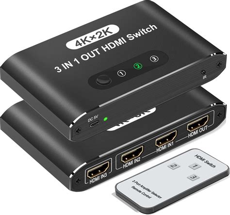 Amazon.com: HDMI Switch 3 in 1 Out, 4K@30Hz HDMI Selector with Remote ...