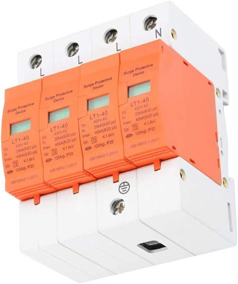 Buy 4 Pole AC 420V House Surge Protector 40KA Low-Voltage Arrester ...