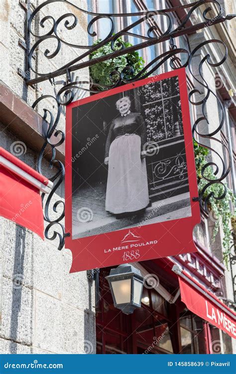 MONT SAINT-MICHEL - FRANCE- APRIL 17, 2019 : Restaurant La Mere Poulard ...