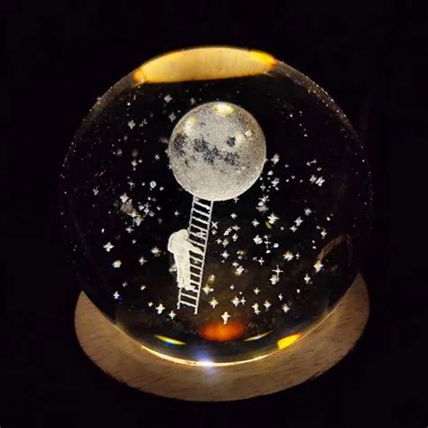 AM5592 3D Astronaut Climbing Moon Crystal Ball LED USB Night Light Lam ...