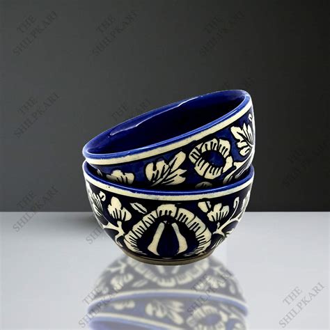 Buy TSK The Shilpkari Blue Mughal Ceramic Handmade Katori/Dessert ...