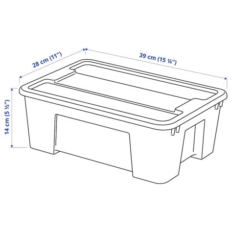 SAMLA box with lid, transparent, 39x28x14 cm/11 l (15 ¼x11x5 ½"/3 ...