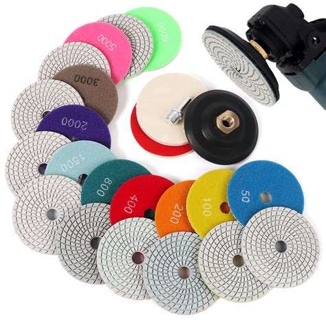 14PACK Diamond Polishing Pads with M14 Backer Pad, 100mm Wet Dry Stone Granite Tile Polish Pad ...