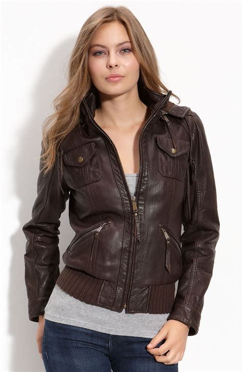 Women's Leather Bomber Jacket Brown at Heather Summers blog