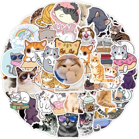 Amazon.com: Cute Cat Stickers Pack 50PCS, Kawaii Animal Stickers for ...