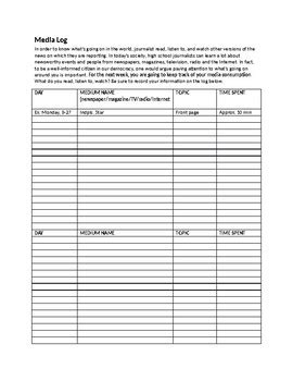 Image result for Media Log Example