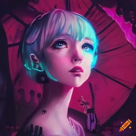 Elegant ballerina in a balanchine tutu under neon lights