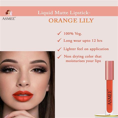 Asmee Liquid Matte lipstick - Orange Lily | Sugatra