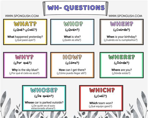 Wh questions cómo usar cada una ejemplos y estructura – Artofit