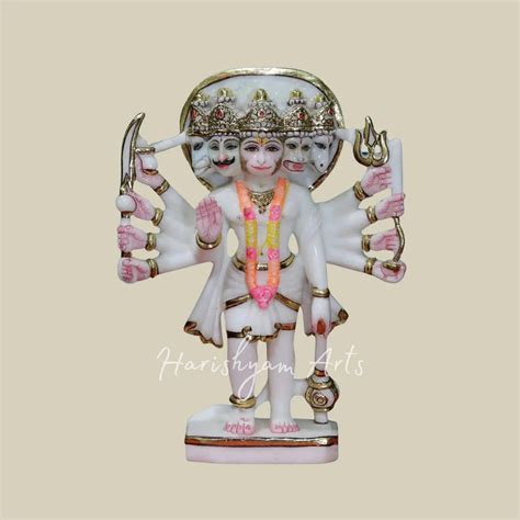 12" panchmukhi hanuman marble murti