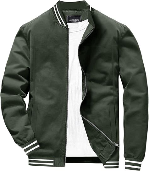 EKLENTSON Mens Jacket Lightweight Bomber Windbreaker Casual Thin Full ...