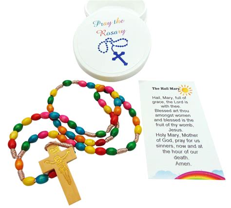 Buy Childrens Pray the Rosary Set with Colorful Wood Beads in a Case ...
