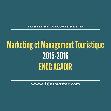 Exemple de Concours Master Marketing et Management Touristique 2015 ...