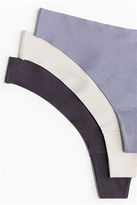 3-pack invisible thong briefs - Dusty blue/Dark grey - Ladies | H&M IN