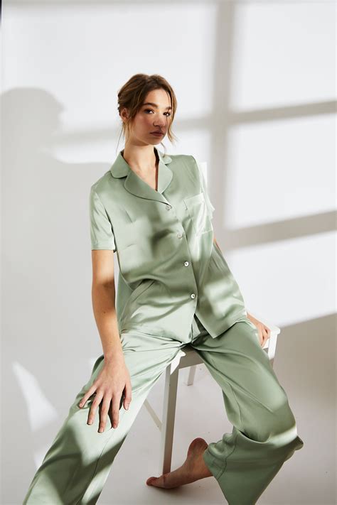 Sage Green Satin Pyjama Set - True Decadence | Green satin, Satin ...