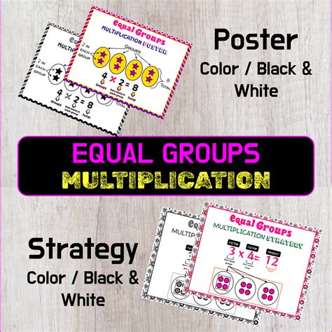 Equal Groups Multiplication Strategy, Poster & TASK CARDS - Spring Math ...