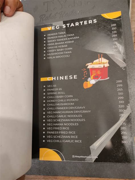 Menu at THE ROBOT RESTAURANT LUCKNOW - THE YELLOW HOUSE Best Chinese ...
