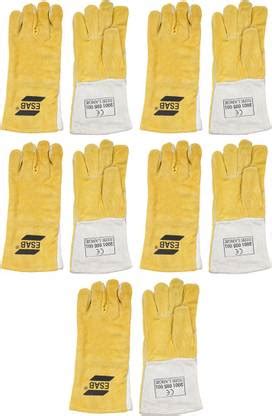 ESAB Leather Welding Hand-Gloves Pack of 5 Pairs Leather, Kevlar Safety ...