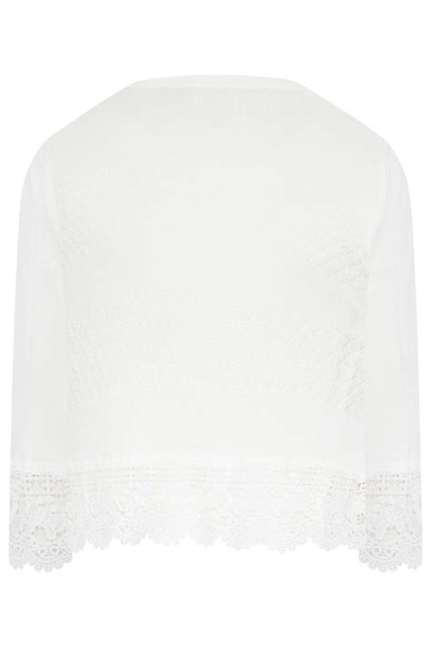YOURS Plus Size White Lace Waterfall Shrug | Yours Clothing