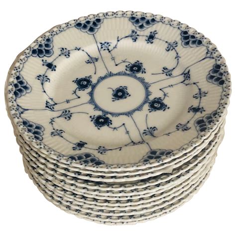 Set of 11 Royal Copenhagen Fluted Luncheon Plates with Full Lace ...